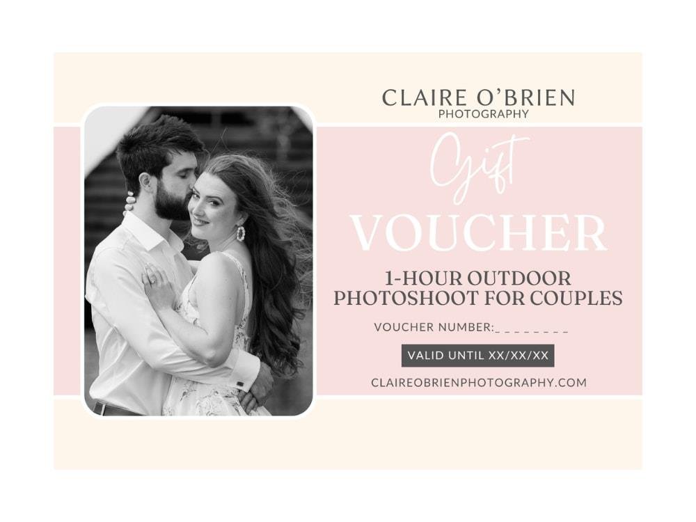 Claire O’Brien Photography couples photoshoot gift voucher, 1 hour