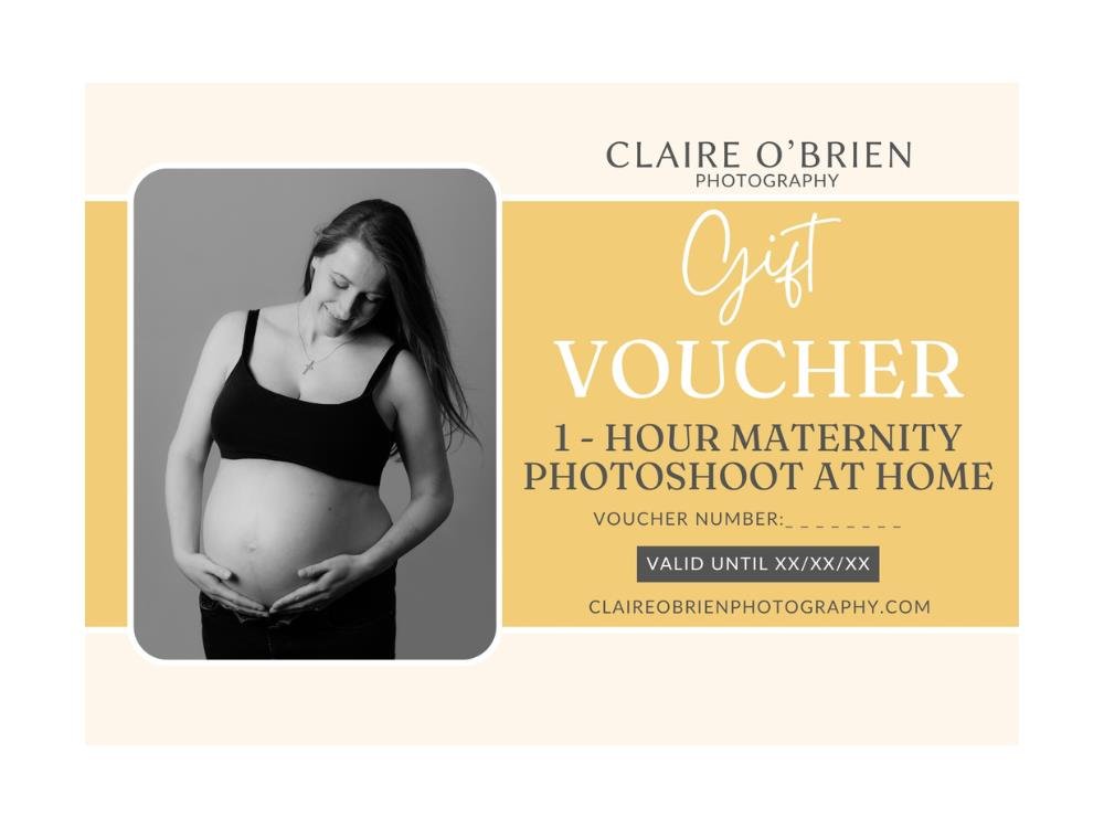 Claire O’Brien Photography maternity photoshoot at home gift voucher, 1 hour