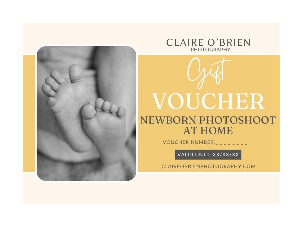 Claire O’Brien Photography newborn photoshoot at home gift voucher